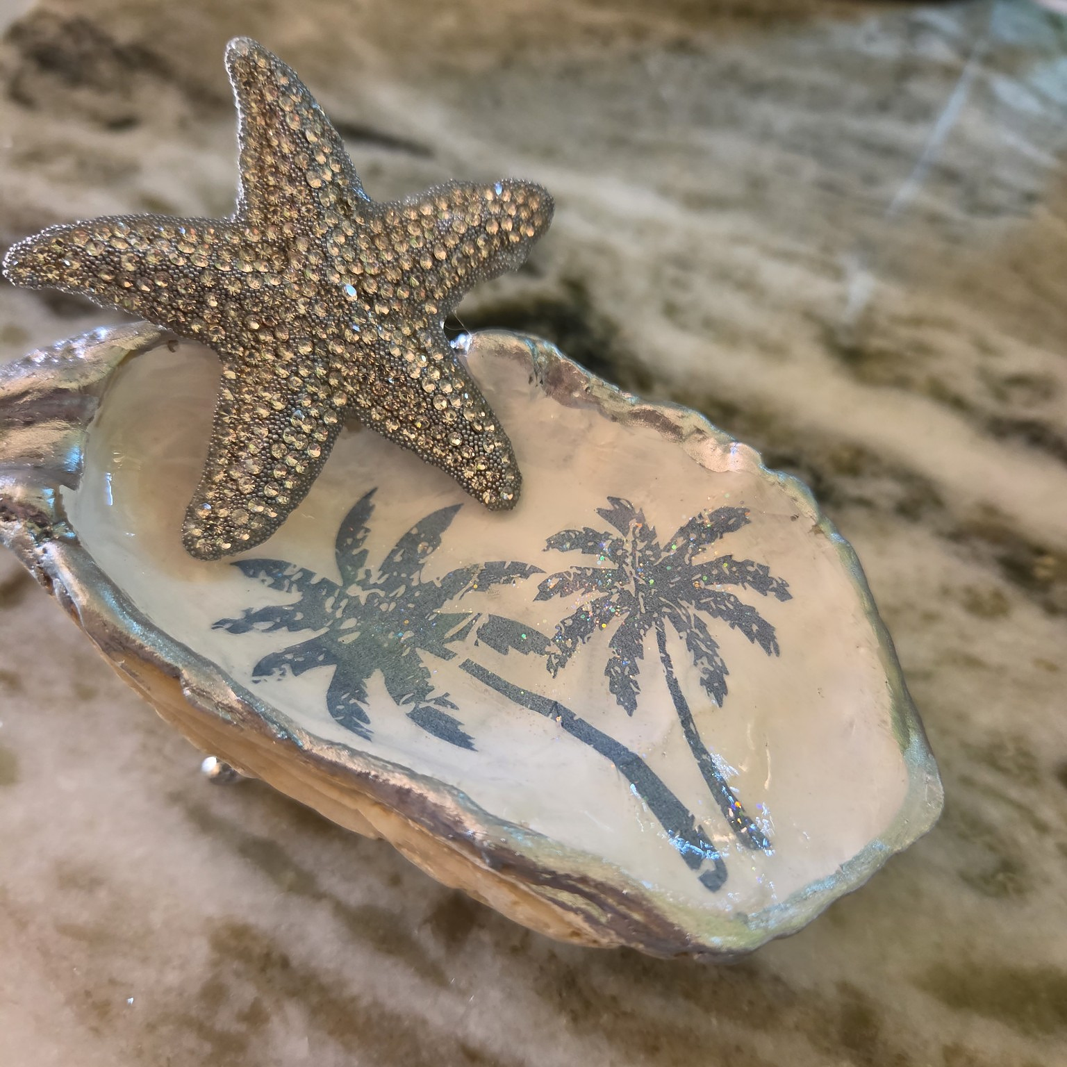 Palm & Starfish Trinket Shell