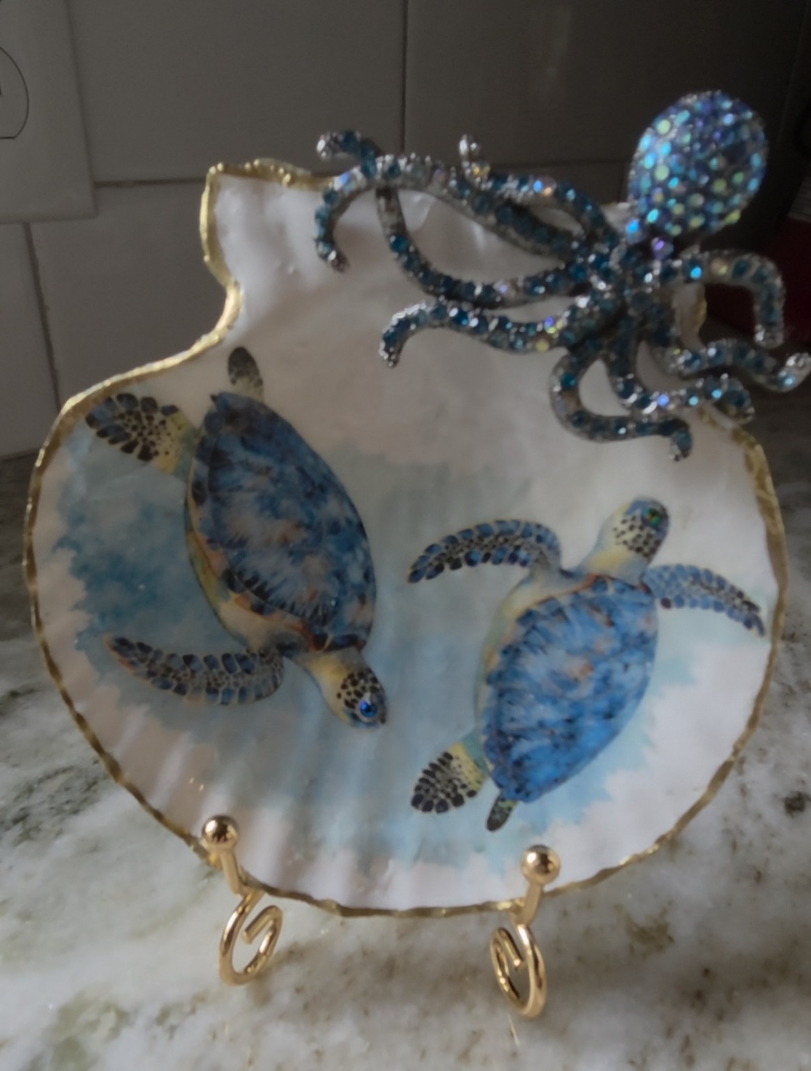Sea Turtle & Jeweled Octopus Shell